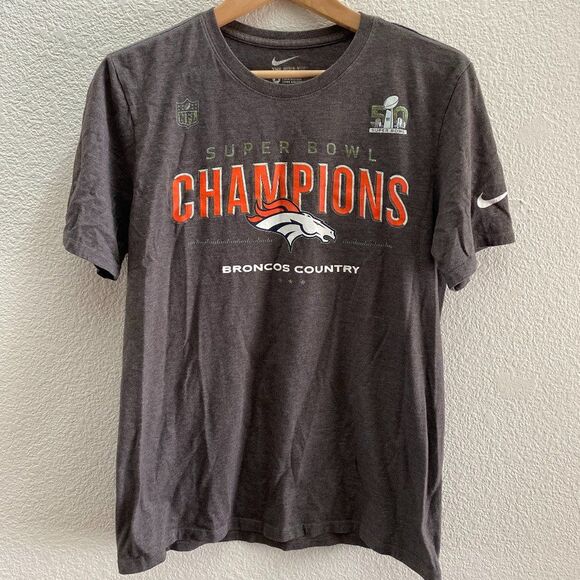 Denver Broncos Football NFL Super Bowl 50 Champions Nike T-Shirt Men's Medium - Picture 1 of 4